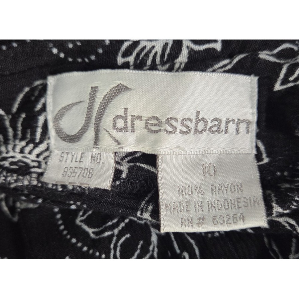Dress Barn Black White Floral Sleeveless Midi Dress 10 Beach Stretch Flowy - Picture 4 of 8